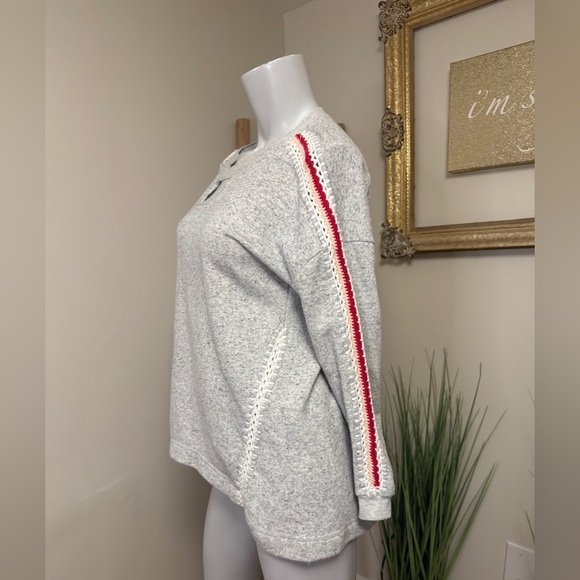 Democracy Grey Sweatshirt Red Pink And White Crochet Detail On Arms Small - Picture 6 of 6
